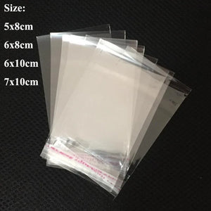 1000pcs Clear Self Adhesive OPP Bags Jewelry Pouches Party Packaging 5x8-7x10cm