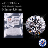 1000pcs AAAAA 0.8-3.0mm CZ Stone Round Brilliant Cut Loose Synthetic Gems