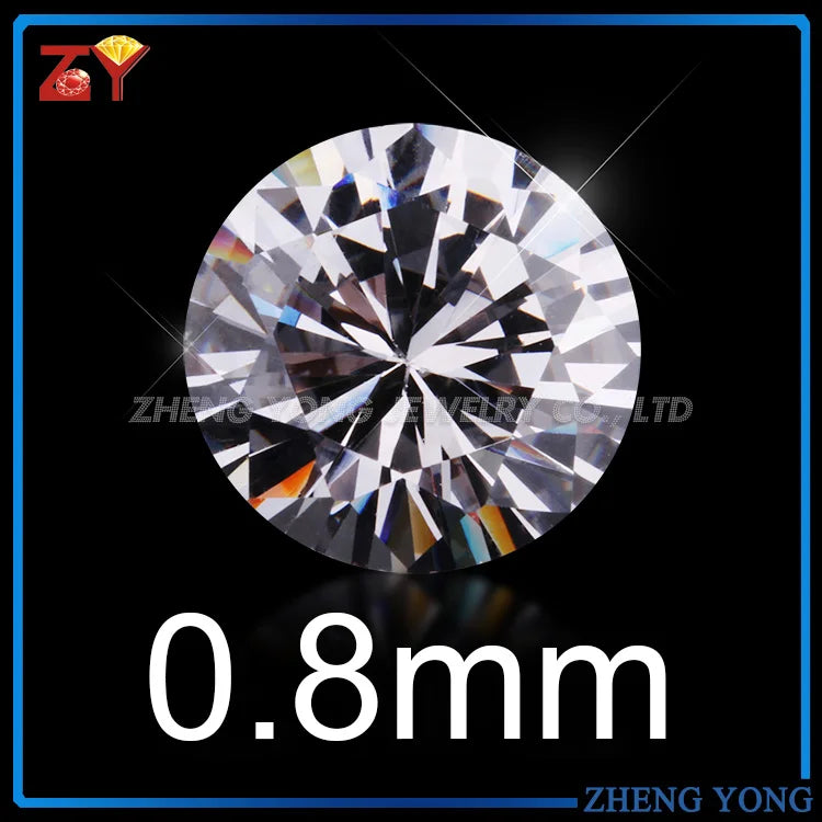 1000pcs AAAAA 0.8-3.0mm CZ Stone Round Brilliant Cut Loose Synthetic Gems