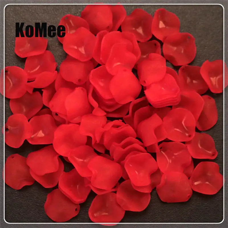 1000pcs Red Acrylic Petal Leaves Beads 15mm Pendant Jewelry Making