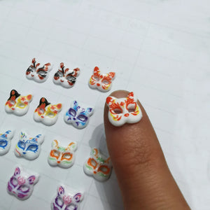 1000pcs 10mm Cartoon Mask Resin Sticker Flat Finger Scrapbook Nail Slices