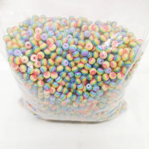 1000pcs 6mm Rainbow Striped Round Beads DIY Jewelry Making