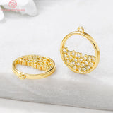 4PCS 15x17MM 24K Brass Zircon Round Charm Pendants DIY Jewelry Making