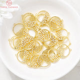 4PCS 15x17MM 24K Brass Zircon Round Charm Pendants DIY Jewelry Making