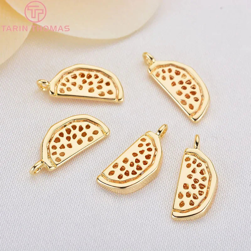 6PCS 15x6MM 24K Brass Watermelon Pendants Charms for Diy Jewelry