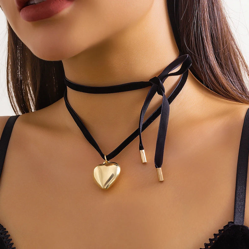 Adjustable Love Heart Pendant Necklace Y2K Jewel