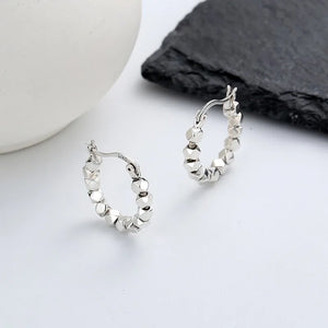 ZFSILVER S925 Retro Cube-Silver Circle Earrings