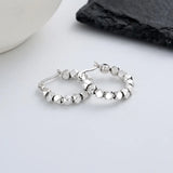 ZFSILVER S925 Retro Cube-Silver Circle Earrings