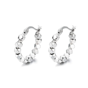 ZFSILVER S925 Retro Cube-Silver Circle Earrings