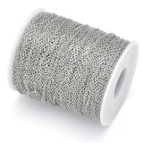 100M 304 Stainless Steel Chain 1.2mm/1.5mm/2mm Flat Cable Link Chain Bulk