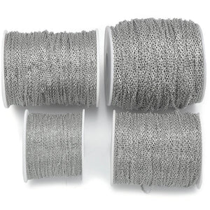 100M 304 Stainless Steel Chain 1.2mm/1.5mm/2mm Flat Cable Link Chain Bulk
