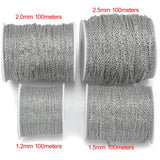 100M 304 Stainless Steel Chain 1.2mm/1.5mm/2mm Flat Cable Link Chain Bulk