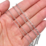 100M 304 Stainless Steel Chain 1.2mm/1.5mm/2mm Flat Cable Link Chain Bulk