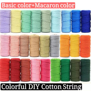 100M Macrame Rope Twisted String Colorful Cotton Rope DIY Craft