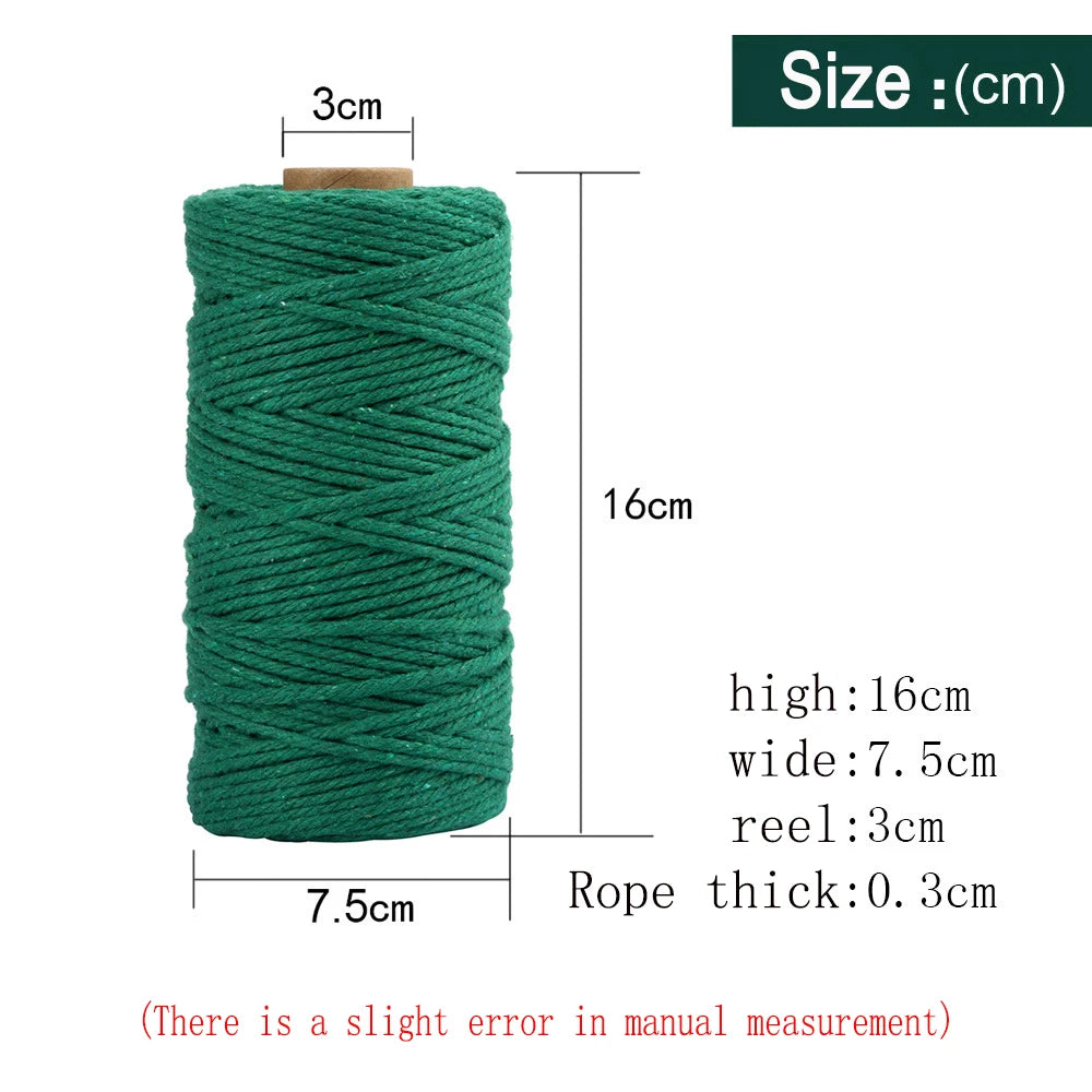 100M/roll 3 4mm Colorful Macrame Cotton Cord Rope Sewing Twine Thread String