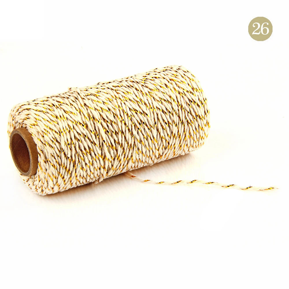 100M Cotton Thread Rope String Twine Red Green for DIY Jewelry Packaging