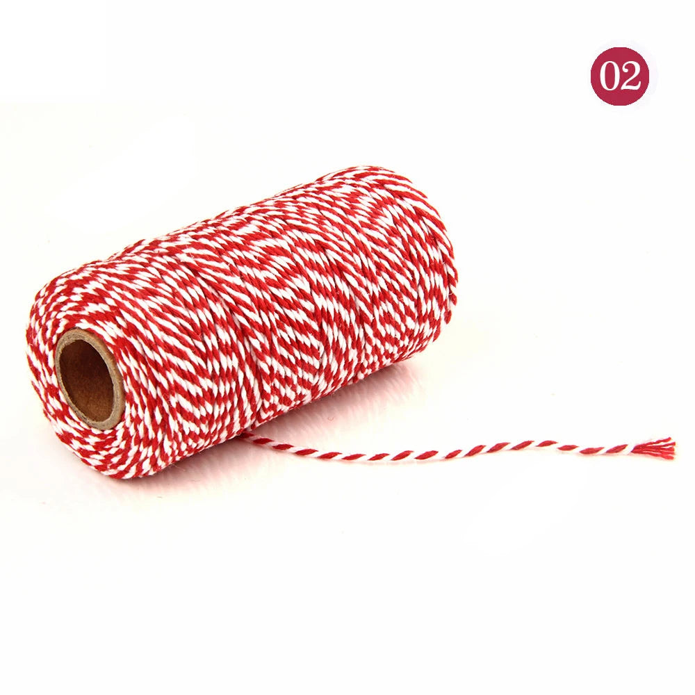 100M Cotton Thread Rope String Twine Red Green for DIY Jewelry Packaging