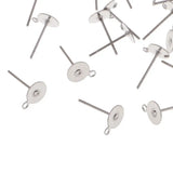 100PC DIY EARRINGS POSTS Silver Plated 6MM Flat Pad Ear Stud Findings
