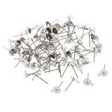 100PC DIY EARRINGS POSTS Silver Plated 6MM Flat Pad Ear Stud Findings