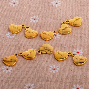 100PC Love Grandma Heart Charms DIY Necklace Bracelet