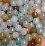 Natural Jade Emerald 5mm Tri Bead Charm DIY Bangle Hand-Carved Luck Amulet