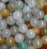 Natural Jade Emerald 5mm Tri Bead Charm DIY Bangle Hand-Carved Luck Amulet