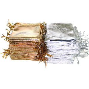 100PCS 10x12CM Jewelry Pouches Silver Foil Cloth Drawstring Velvet Gift Bag