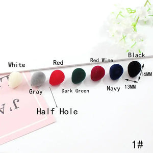 100PCS 13X16MM Acrylic Water Drop Half Hole Flocked Velvet Drop Beads