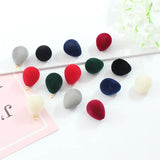 100PCS 13X16MM Acrylic Water Drop Half Hole Flocked Velvet Drop Beads