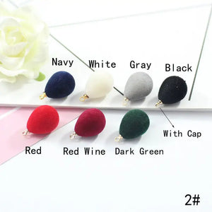100PCS 13X16MM Acrylic Water Drop Half Hole Flocked Velvet Drop Beads