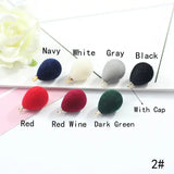 100PCS 13X16MM Acrylic Water Drop Half Hole Flocked Velvet Drop Beads