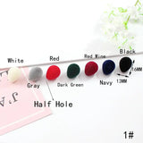 100PCS 13X16MM Acrylic Water Drop Half Hole Flocked Velvet Drop Beads