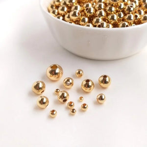 100PCS 14k Filled Brass Ball Bracelet Round Beads for DIY Jewelry Making