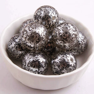 100PCS 20mm Damask Bead Pearl Print