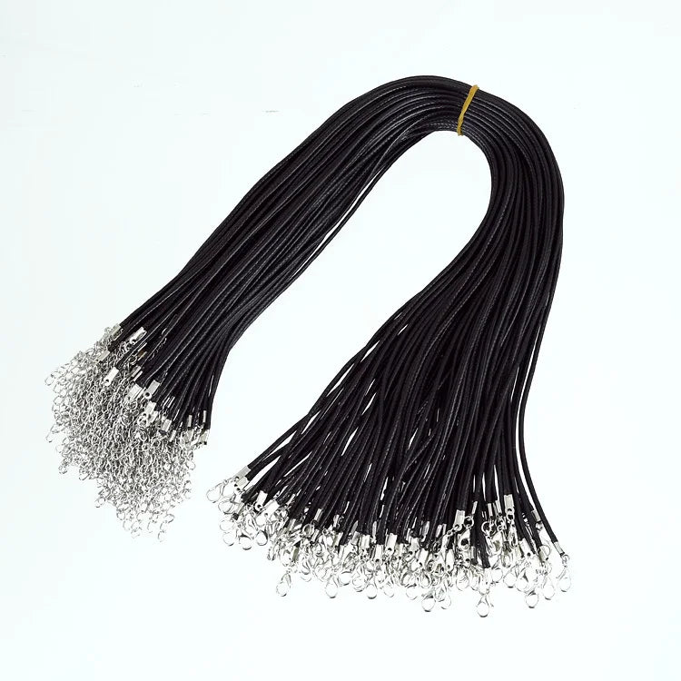 100PCS 2MM Wax Cord Necklace Lobster Clasp Jewelry Charms