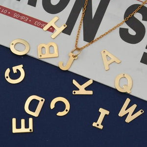 100PCS 304 Stainless Steel Letter Charms A~Z 11x6~12x0.8mm Hole: 1mm