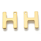 100PCS 304 Stainless Steel Letter Charms A~Z 11x6~12x0.8mm Hole: 1mm