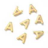 100PCS 304 Stainless Steel Letter Charms A~Z 11x6~12x0.8mm Hole: 1mm