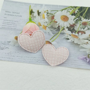 100PCS 35*30MM Heart Patches Appliques Checkered for DIY Clothes Hat Shoes