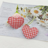 100PCS 35*30MM Heart Patches Appliques Checkered for DIY Clothes Hat Shoes