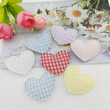 100PCS 35*30MM Heart Patches Appliques Checkered for DIY Clothes Hat Shoes