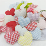 100PCS 35*30MM Heart Patches Appliques Checkered for DIY Clothes Hat Shoes