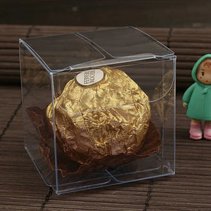 100PCS 4x4x4cm Waterproof Clear PVC Boxes for Food/Jewelry/Candy/Gift