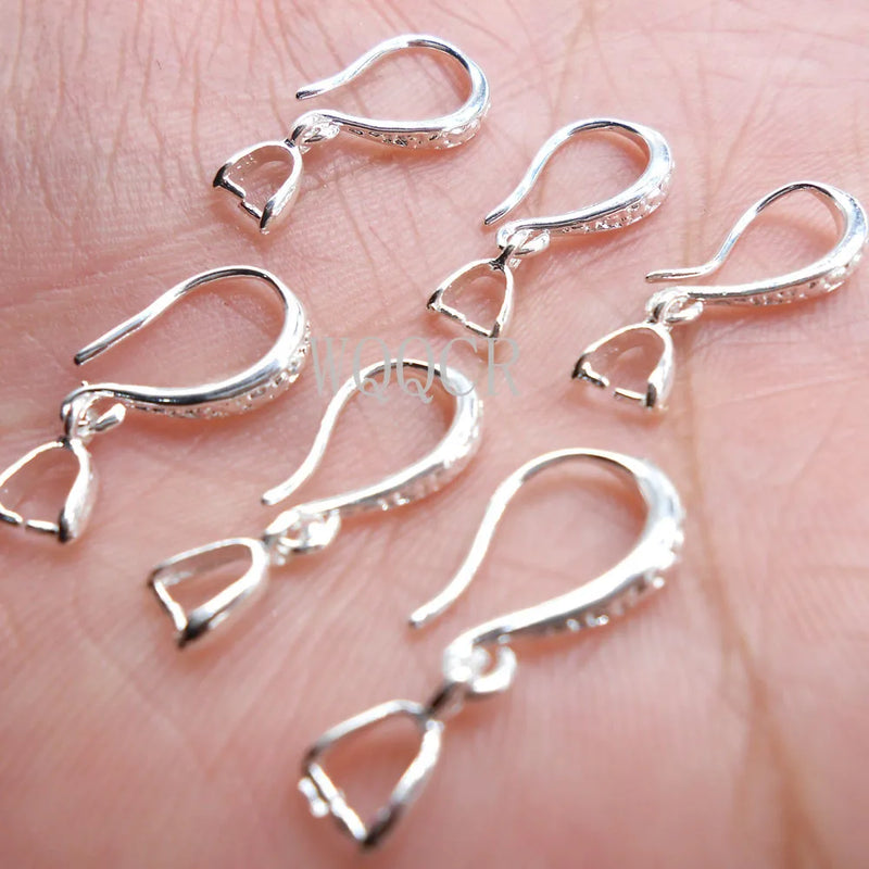 100PCS 925 Silver Matte Ear Hook Earrings Blank Base DIY Jewelry Making