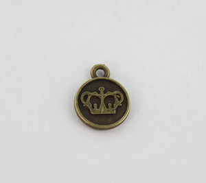 100PCS Crown Round Charms 12mm #22902