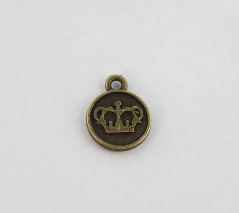100PCS Crown Round Charms 12mm #22902