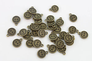 100PCS Crown Round Charms 12mm #22902