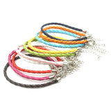 100PCS Colorful PU Leather Braided Chain Bracelet DIY Beads Charm