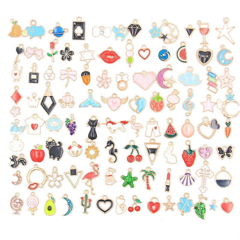 100PCS Alloy Metal Drop Oil Charms Pendant for DIY Bracelet Necklace