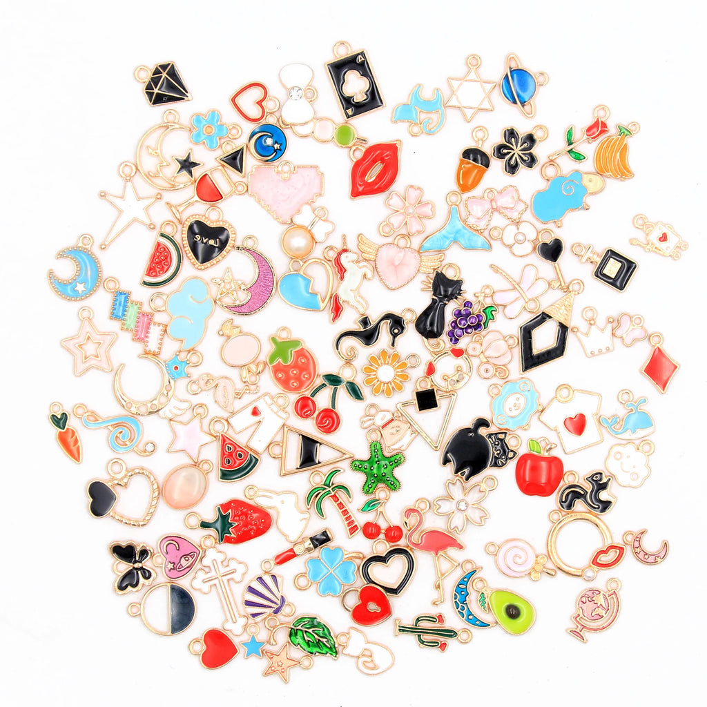 100PCS Alloy Metal Drop Oil Charms Pendant for DIY Bracelet Necklace